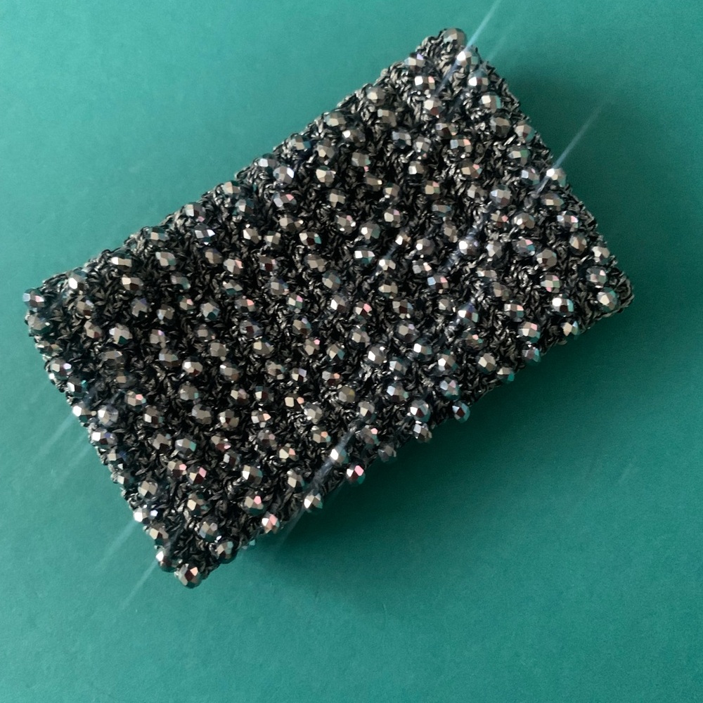Dark gray crochet & beaded bracelet approx. 7”